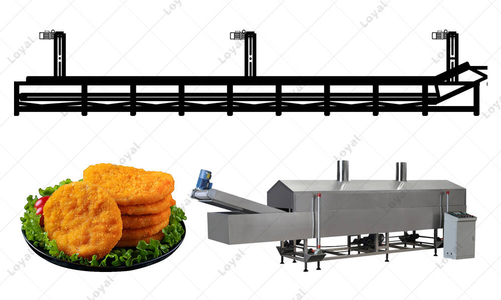 CAD of Automatic Hamburger Patty Frying processing line